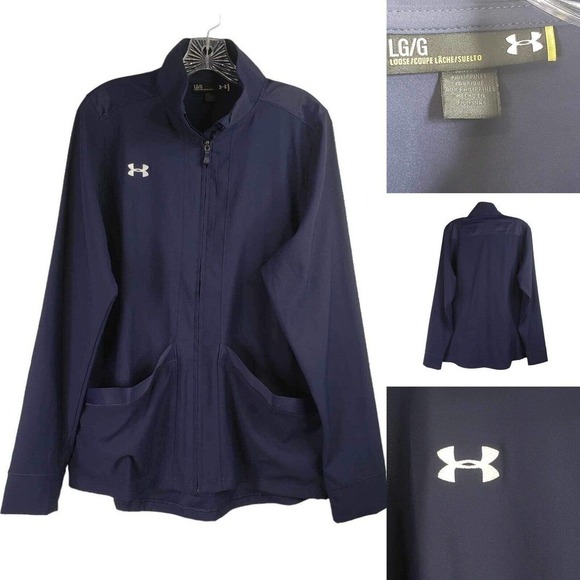 Under Armour UA jacket Womens Full Zip Activewear Blue  Pockets Womens Large - Picture 1 of 10